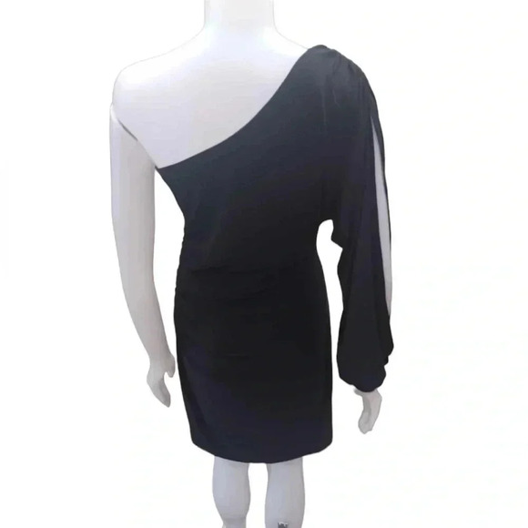 Le Chateau Sexy  One Sleeve Black Stretch Mini Dress Size Large - Picture 6 of 13